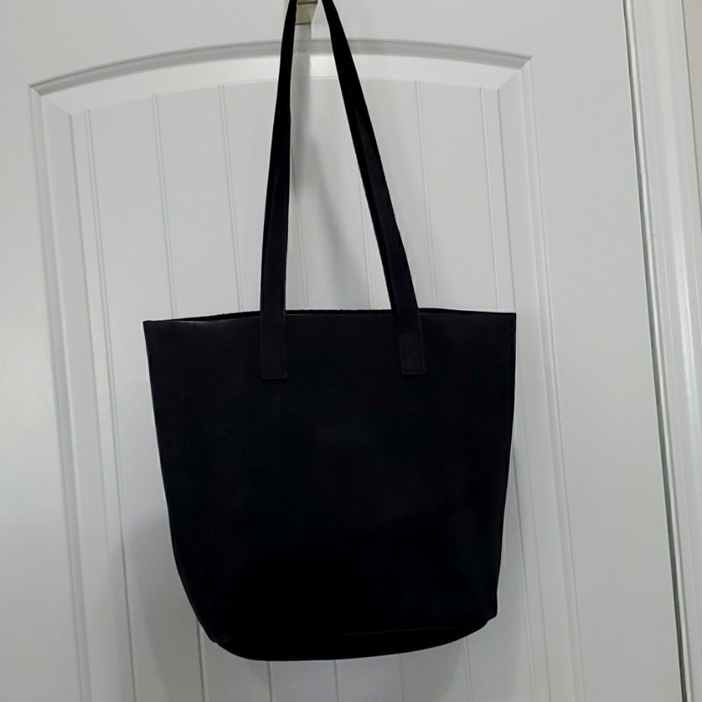 Rustic Cuff Black Suede Leather Tote/Weekender - Picture 5 of 8